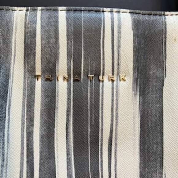 Trina Turk tote light blacks and faded grays on white. - Picture 2 of 10